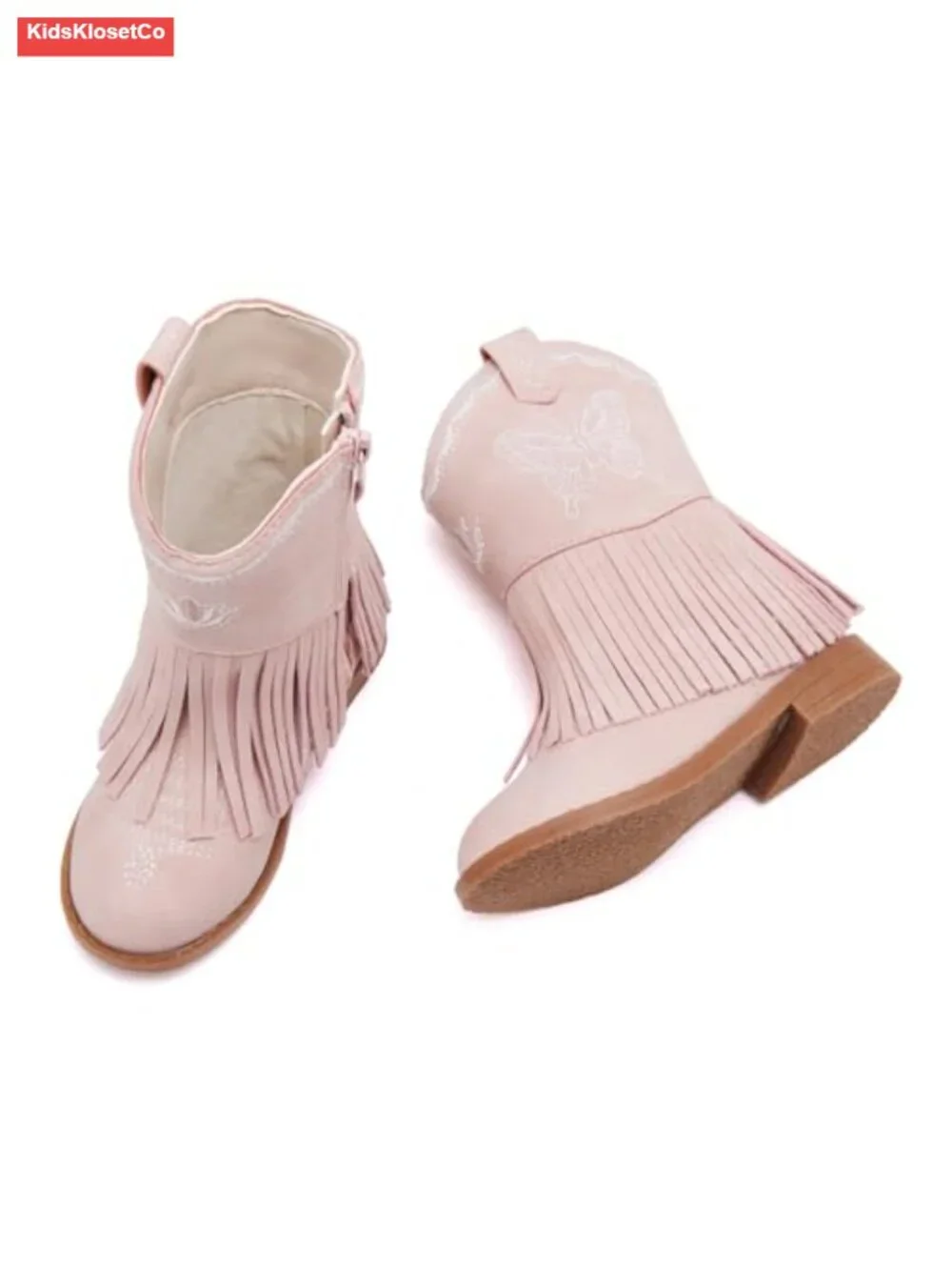 Toddler Girls Cowgirl Boots Mid Calf Western Pointed Toe Riding Shoes Tassels
